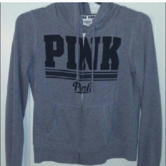 Victoria's Secret PINK zip up jacket grey black - Picture 1 of 2
